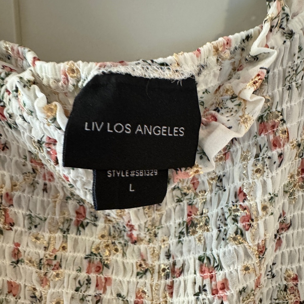 LIV Los Angeles Floral Smocked Top